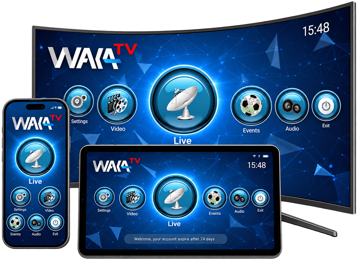 WAKA TV compatible avec Smart TV, Android TV, Fire TV, smartphone, tablette et ordinateur