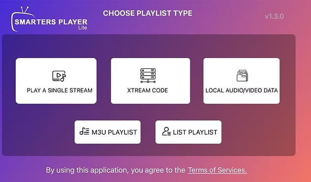 Sélection de Xtream Codes dans Smarters Player Lite pour WAKA TV