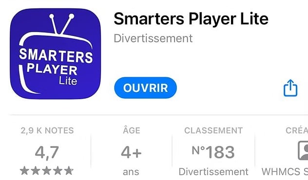 Téléchargement de Smarters Player Lite pour installer WAKA TV sur iPhone et iPad